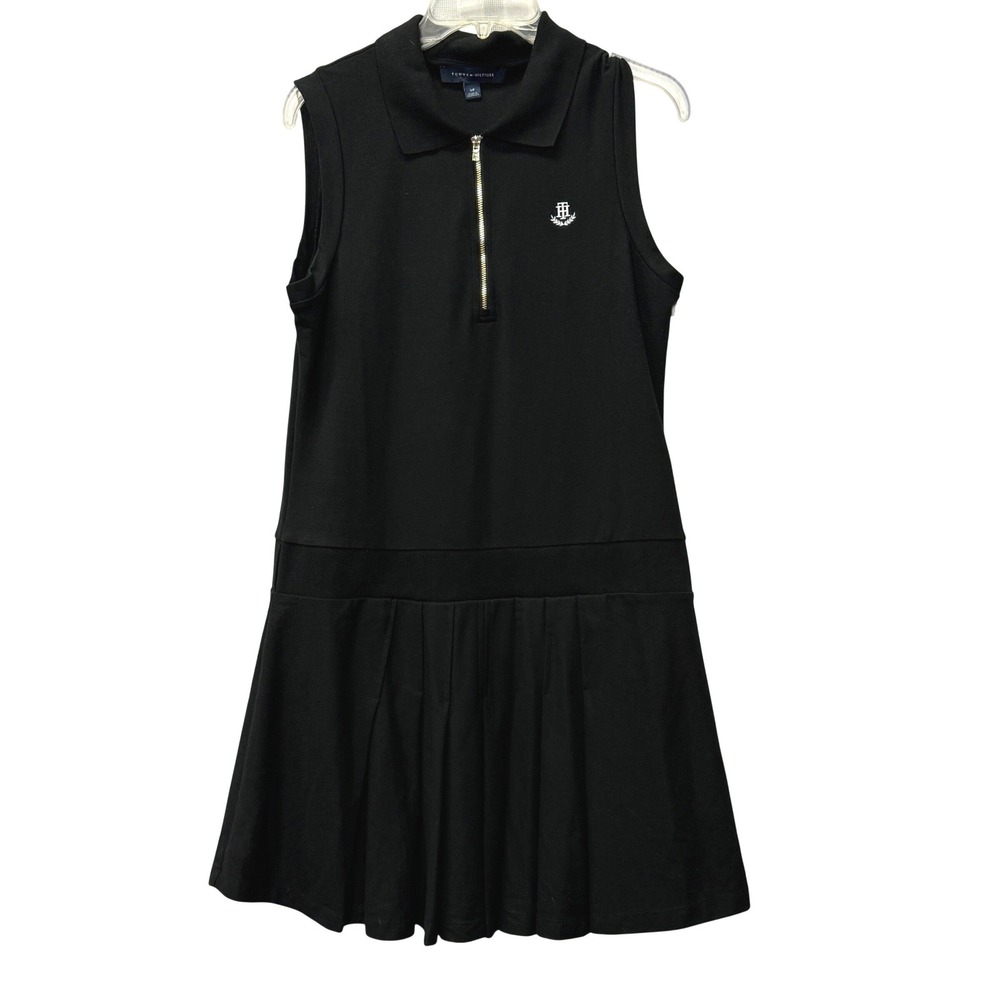 Tommy Hilfiger Womens Black Sleeveless Quarter Zip Pleated Polo Dress‎ Tennis Sm